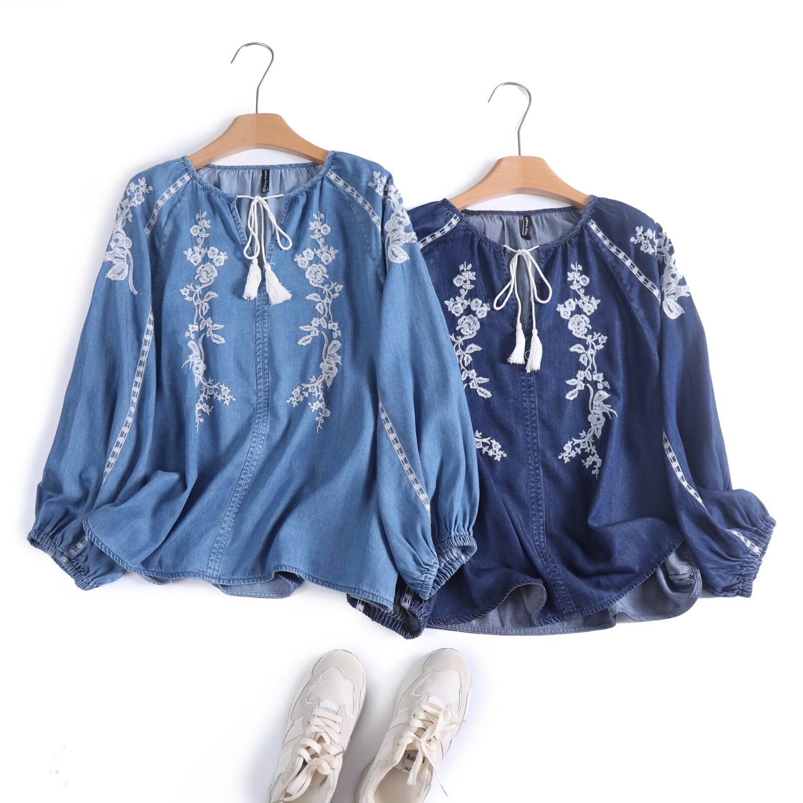 Mulheres denim blusa superior  - Tassel Fringe Trim avaliação e preço