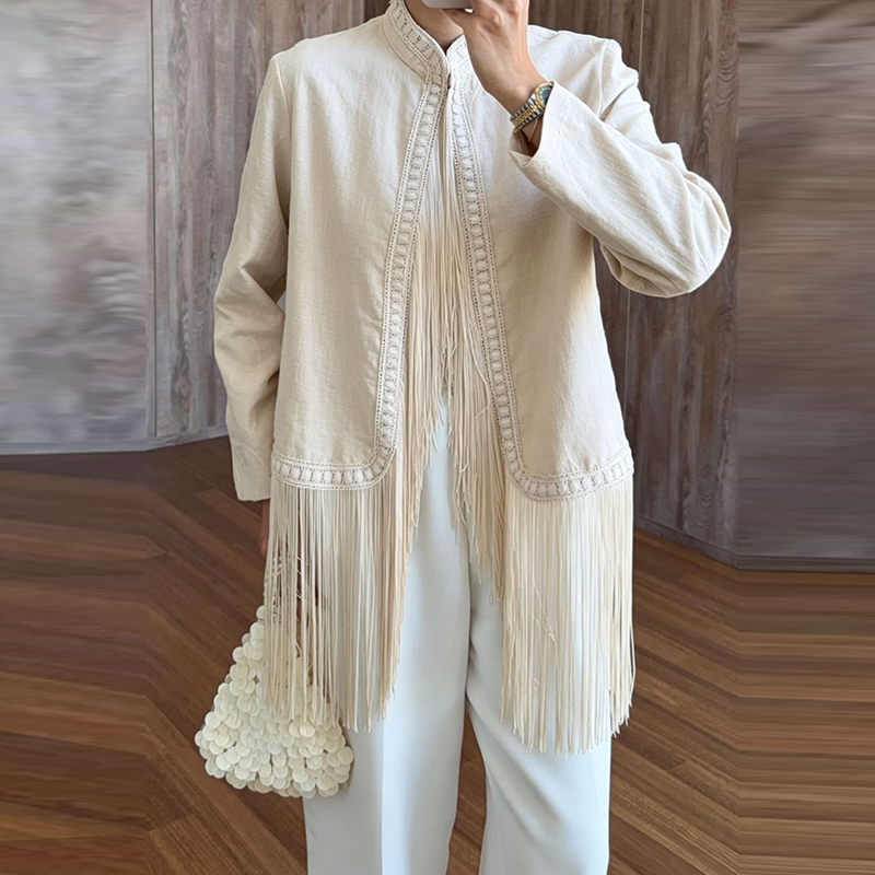 Casacos de outono estilo boho, - Tassel Fringe Trim avaliação e preço