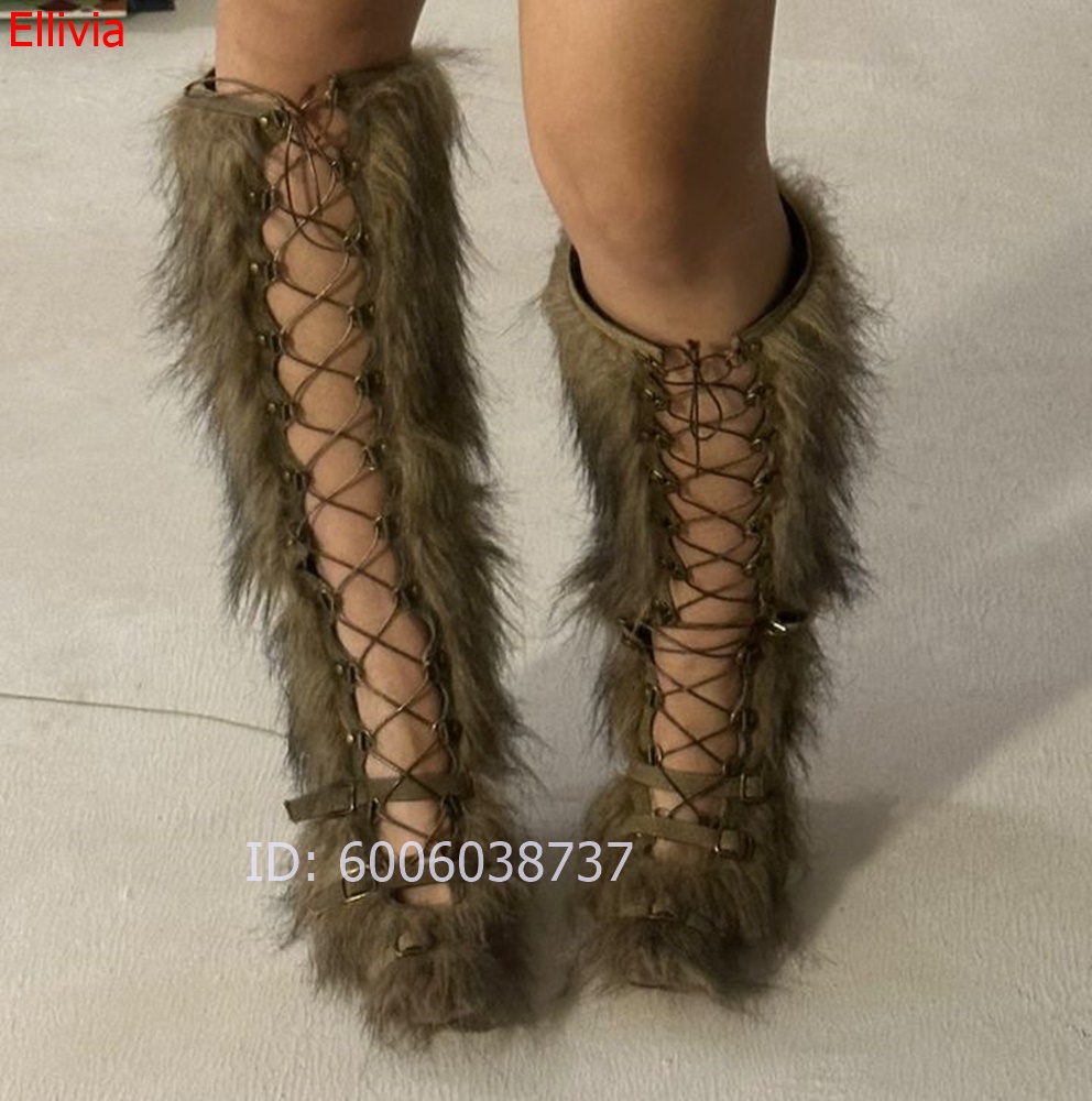 Botas de cano alto com pelo, a - Elastic Lace Trim avaliação e preço