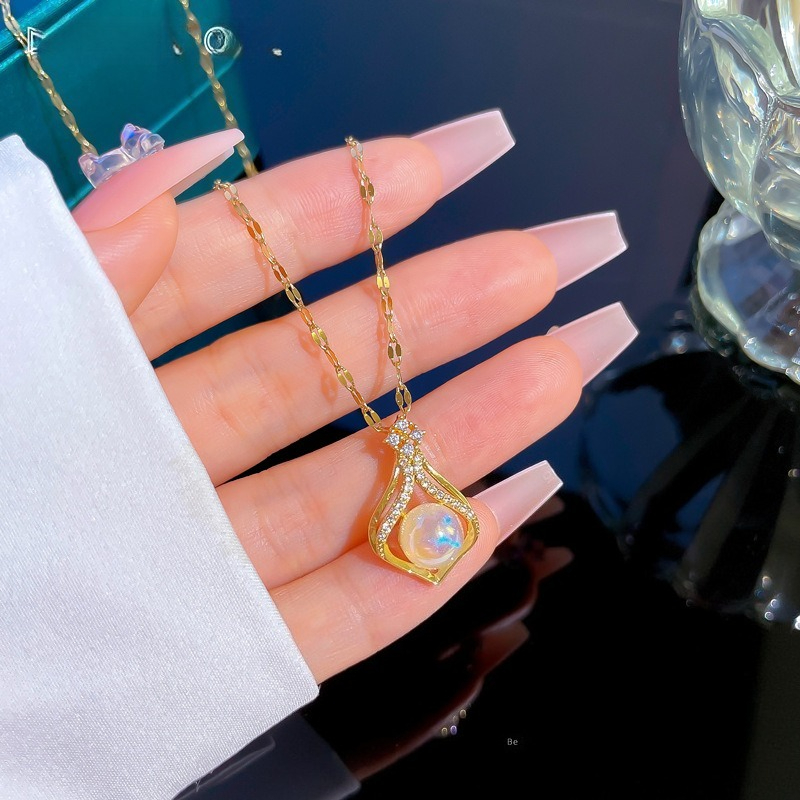 Elegante feminino k14 cor de o - Pearl Trim Chain avaliação e preço