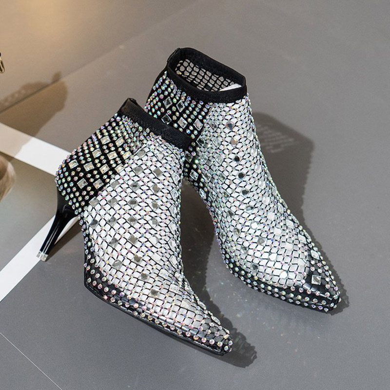 2025 verão sandálias de malha  - Crystal Mesh Fabric avaliação e preço