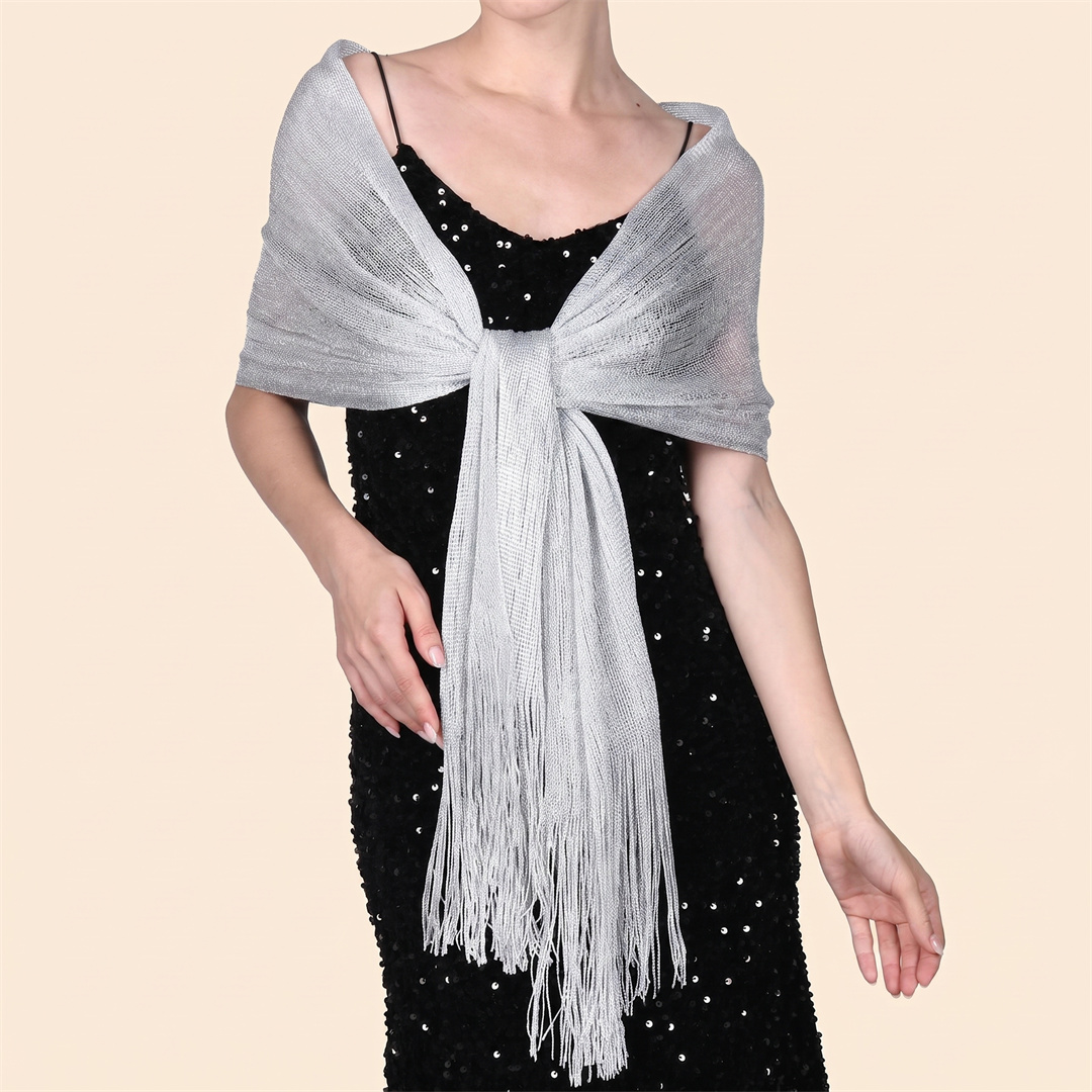 Lenço de Moda Brilhante com Pr - Tassel Fringe Trim avaliação e preço